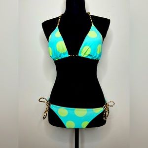 VS Blue and Green Polka Dot Bikini Set